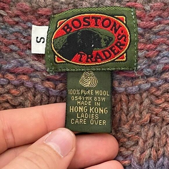 Vintage Womens Hand Knit Boston Traders Wool V Neck Preppy Sweater Vest Sz S - Picture 2 of 9